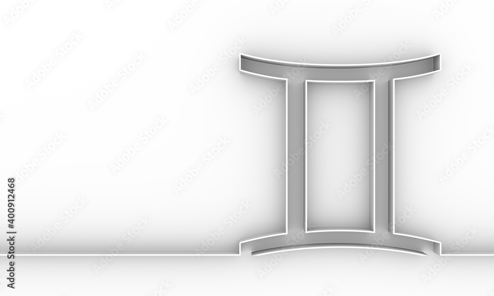 Zodiac symbol. Sign of the Twins. Thin line style. 3D rendering. Zodiac symbol. Sign of the Twins. Thin line style. 3D rendering.