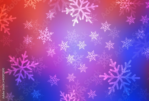 Light Blue, Red vector pattern in Christmas style.