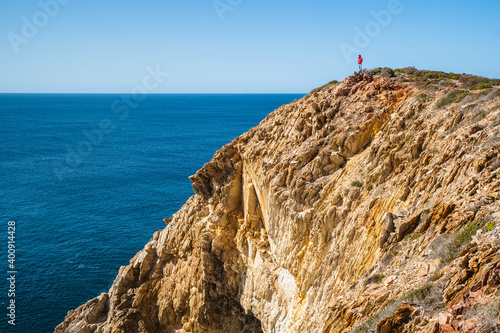 Man standing on top of the cliff in the Fitzgerald River National Park. 