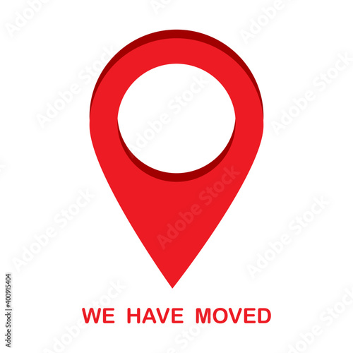 We have moved mark, great design for any purposes. White background. Map symbol. House icon. Stock image. EPS 10.