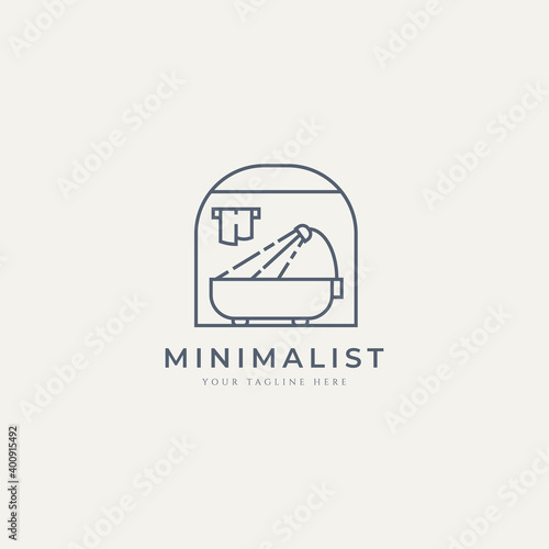 shower bathroom minimalist logo icon template vector illustration design. modern simple line art furniture logo concept