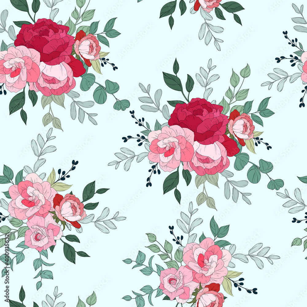 Seamless pattern design with beautiful floral