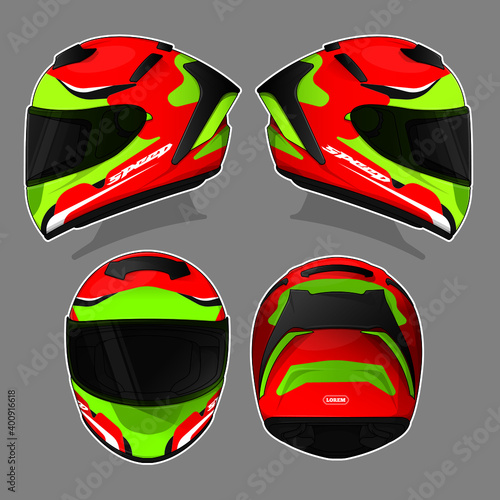 Motorcycle racing helmet template vector design