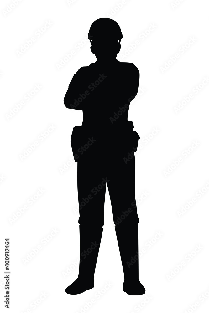 Thailand traffic policeman silhouette vector on white