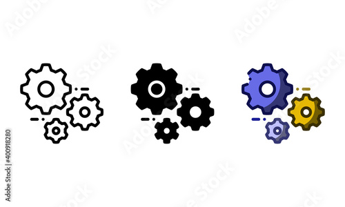 Service engine icon. With outline, glyph, and filled outline styles