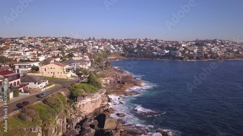 Wallpaper Mural Aerial drone flying over Australian coastal houses in Sydney Torontodigital.ca