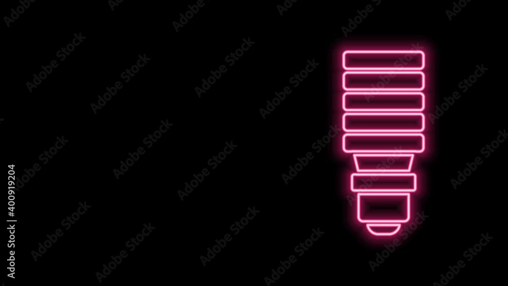 Glowing neon line LED light bulb icon isolated on black background. Economical LED illuminated lightbulb. Save energy lamp. 4K Video motion graphic animation Glowing neon line LED light bulb icon isolated on black background. Economical LED illuminated lightbulb. Save energy lamp. 4K Video motion graphic animation