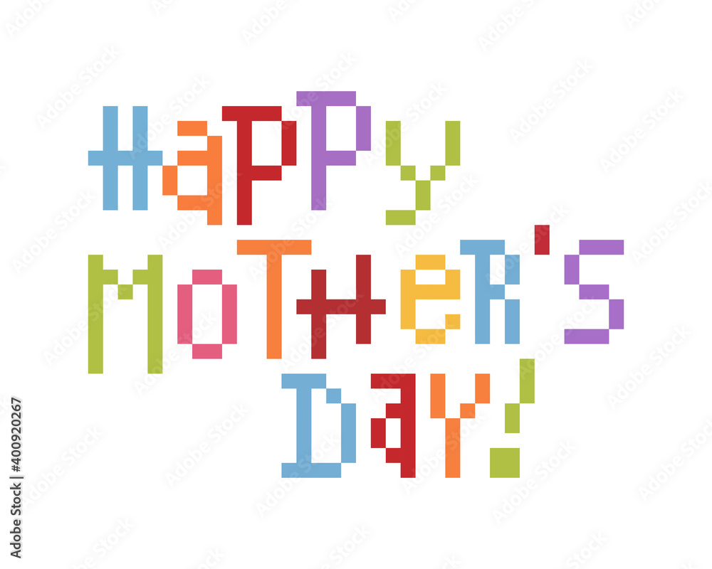 Mother's Day pixel image. Vector illustration of cross stitch pattern.