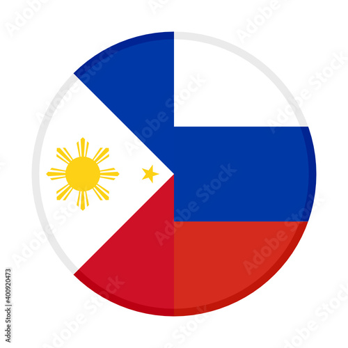 round icon with philippines and russia flags	
