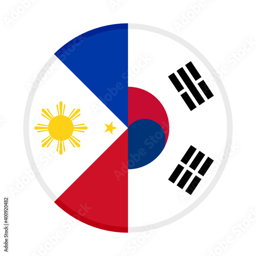 round icon with philippines and south korea flags. vector illustration isolated on white background