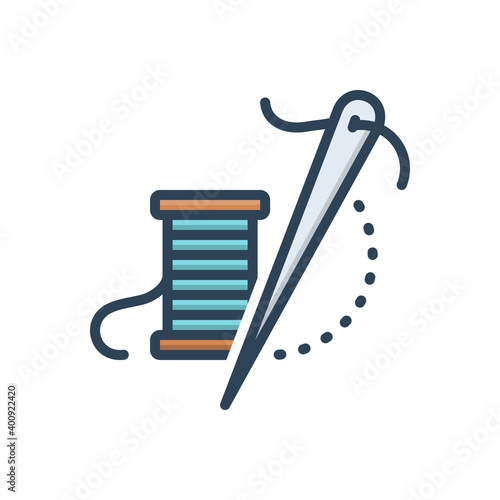 Color illustration icon for thread needle