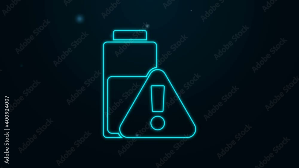 Glowing neon line Smartphone battery charge icon isolated on black background. Phone with a low battery charge. 4K Video motion graphic animation Glowing neon line Smartphone battery charge icon isolated on black background. Phone with a low battery charge. 4K Video motion graphic animation