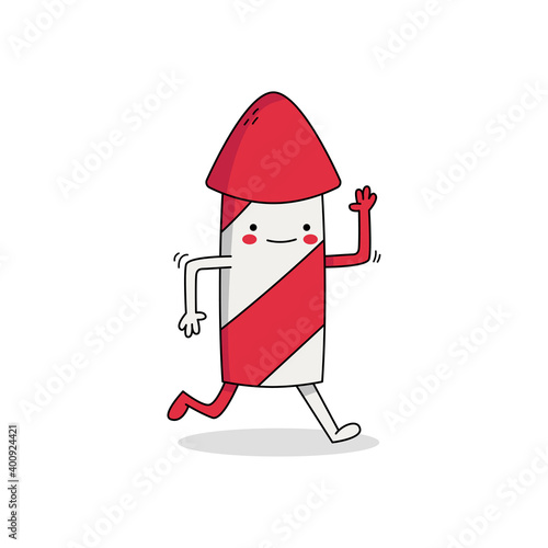 Cute Fireworks cartoon character running