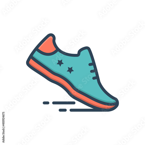 Color illustration icon for running shoe 