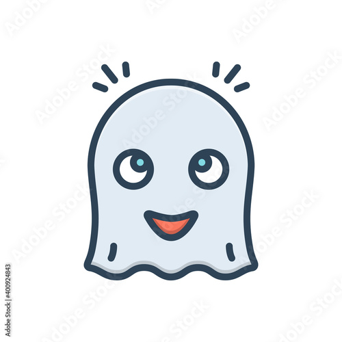 Color illustration icon for ghost