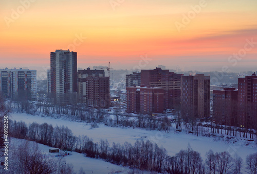Dawn over a winter city Novosibirsk © ArhSib