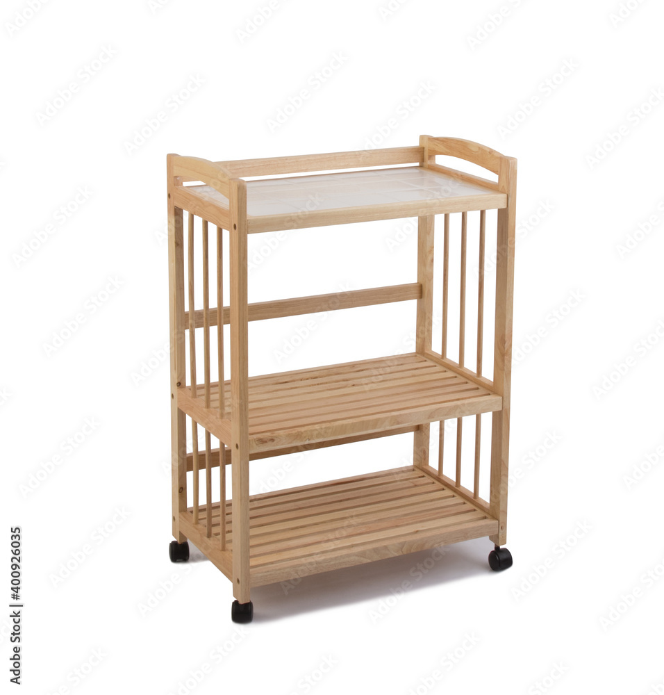Wooden racks with wheels isolated on white Wooden racks with wheels isolated on white