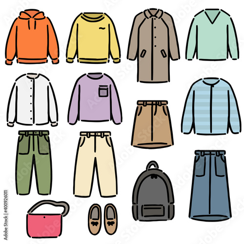洋服 ファッション イラスト セット