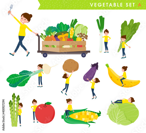 flat type Bun hair mom_vegetable_A