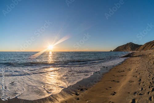 Scenic panoramic Point Mugu vista at sunset, Ventura County, Southern California photo