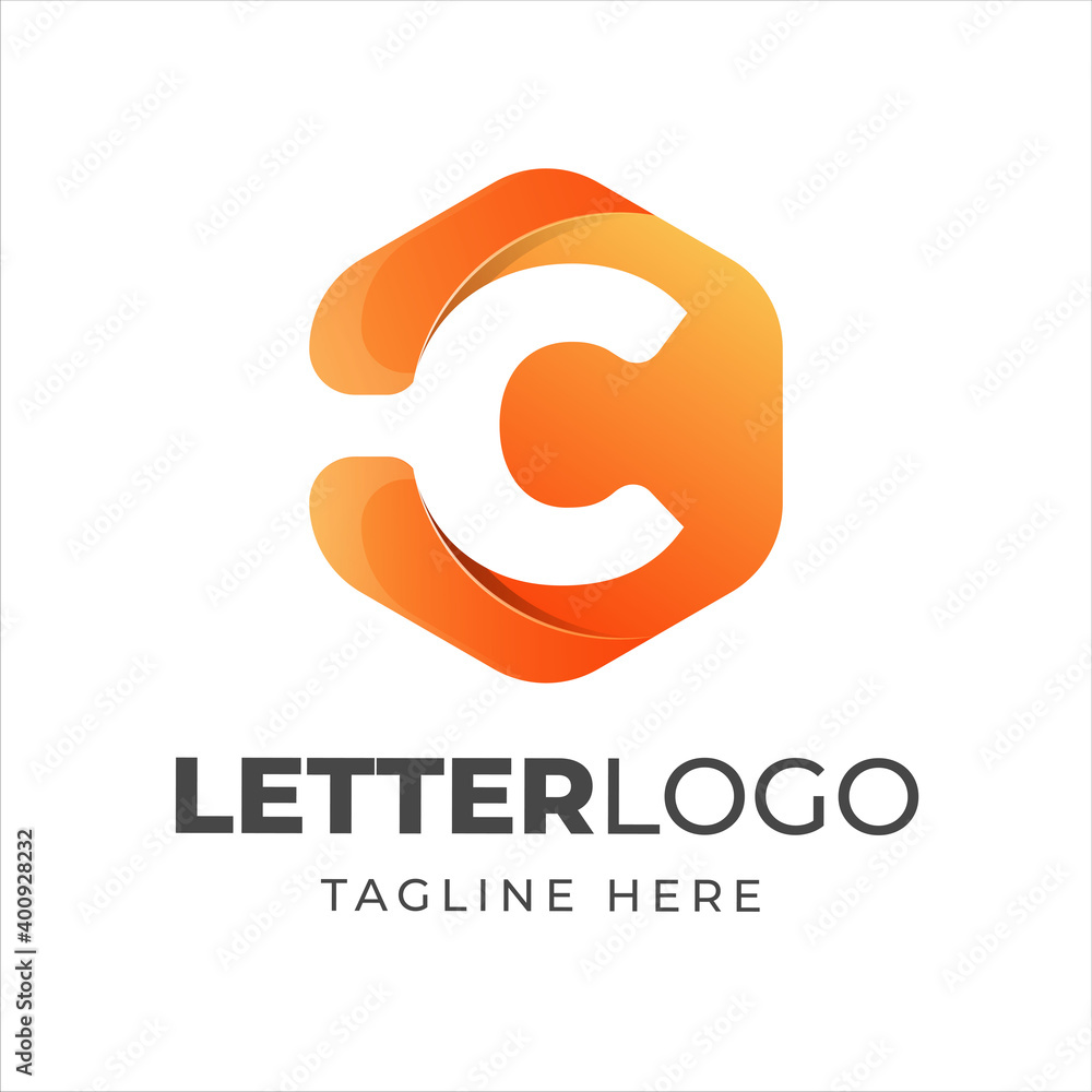 Obraz premium Letter C logo design template with geometric shape style