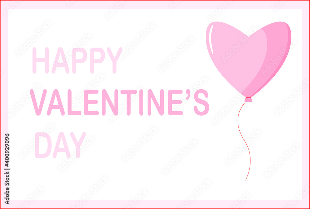 Cute Valentine's day card with pink ball heart