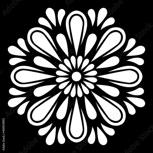 White mandala on black Pattern Stencil Doodles Sketch