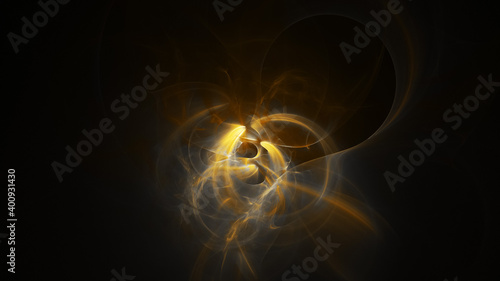 Abstract colorful golden and grey fiery shapes. Fantasy light background. Digital fractal art. 3d rendering.