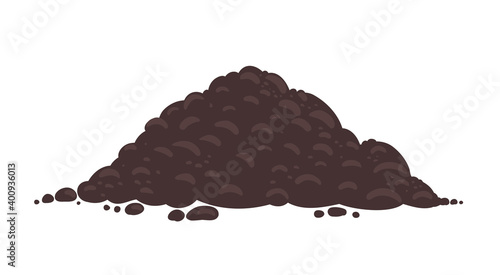Soil for growing plants. Pile of ground, heap of soil. For agricultural. Vector illustration.