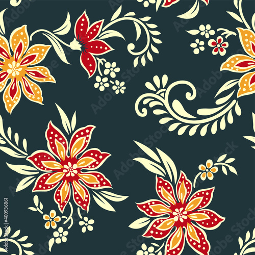 Seamless Asian textile flower pattern design