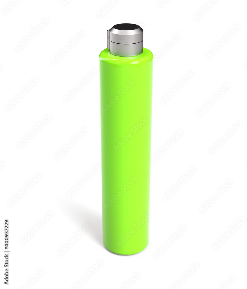 Plastic-like monochrome single color thermos on the white background, monochrome single flat colors, 3d render Plastic-like monochrome single color thermos on the white background, monochrome single flat colors, 3d render