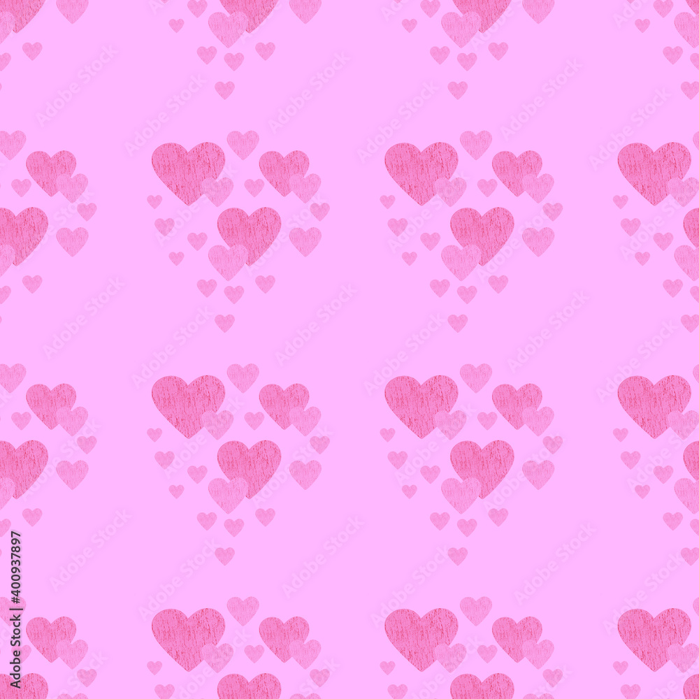 love pattern seamless. holiday. pink background. Minimal background composition of hearts. The concept of Valentine's Day. red hearts. craft packaging.