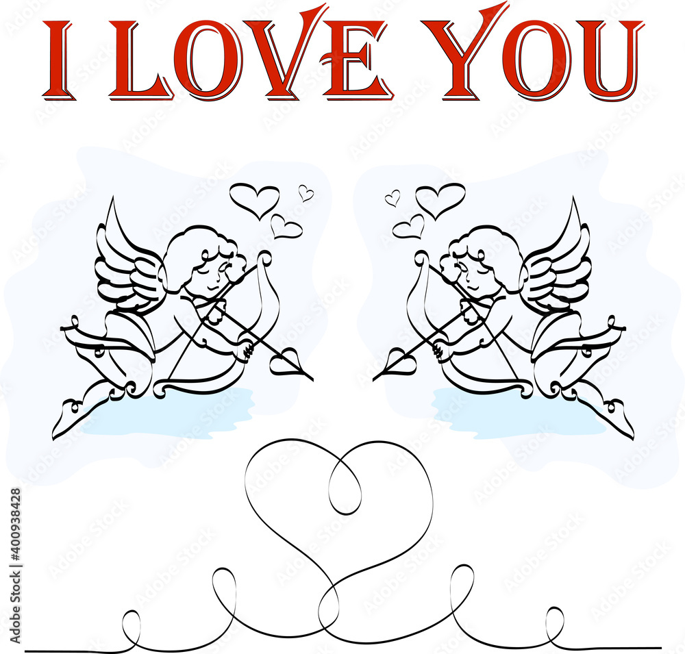 Naklejka premium Two licked cupids 14\02. Valentine's Day.