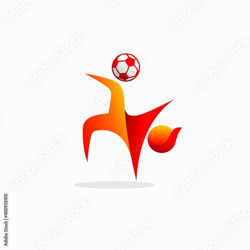 soccer icon logo, somersault style