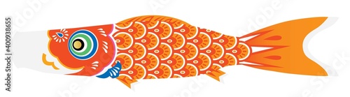 オレンジ色の鯉のぼりのイラスト