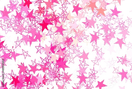 Light Red vector background with colored stars.