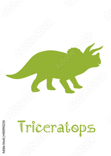 Triceratops Dinosaur Vector illustration silhouette. green dinosaurs  kids dinosaur name prints green  boys bedroom wall art  dino room  kids dinosaur posters.