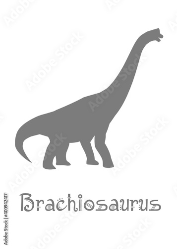 Brachiosaur Dinosaur Vector illustration silhouette. gray dinosaurs  kids dinosaur name prints gray  boys bedroom wall art  dino room  kids dinosaur posters.