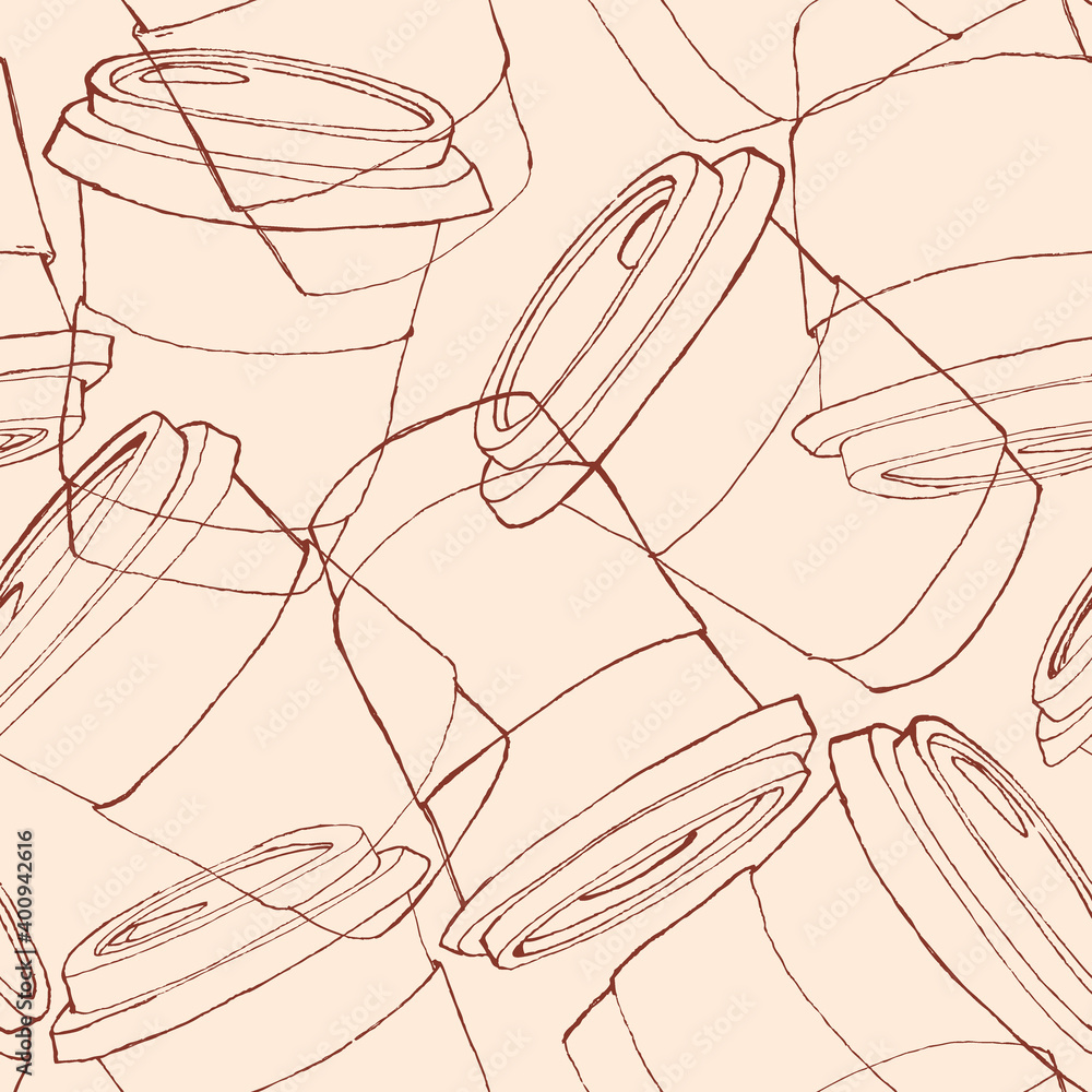 Cup pattern cafe delivery Glass eat on the go line layering background vector fast food coffee tea isolated repeating seamless Cup pattern cafe delivery Glass eat on the go line layering background vector fast food coffee tea isolated repeating seamless