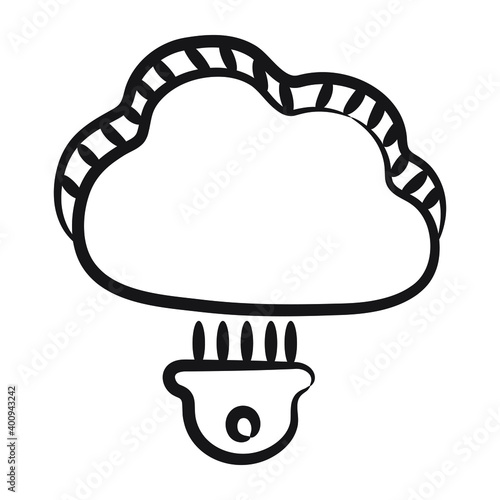 
Plug in cloud, doodle icon of cloud switch
