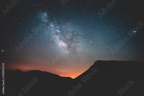 Milky Way over desert glow