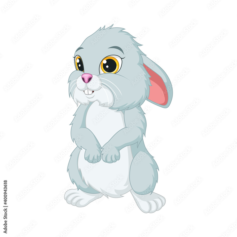 Cute rabbit cartoon standing on white background Cute rabbit cartoon standing on white background