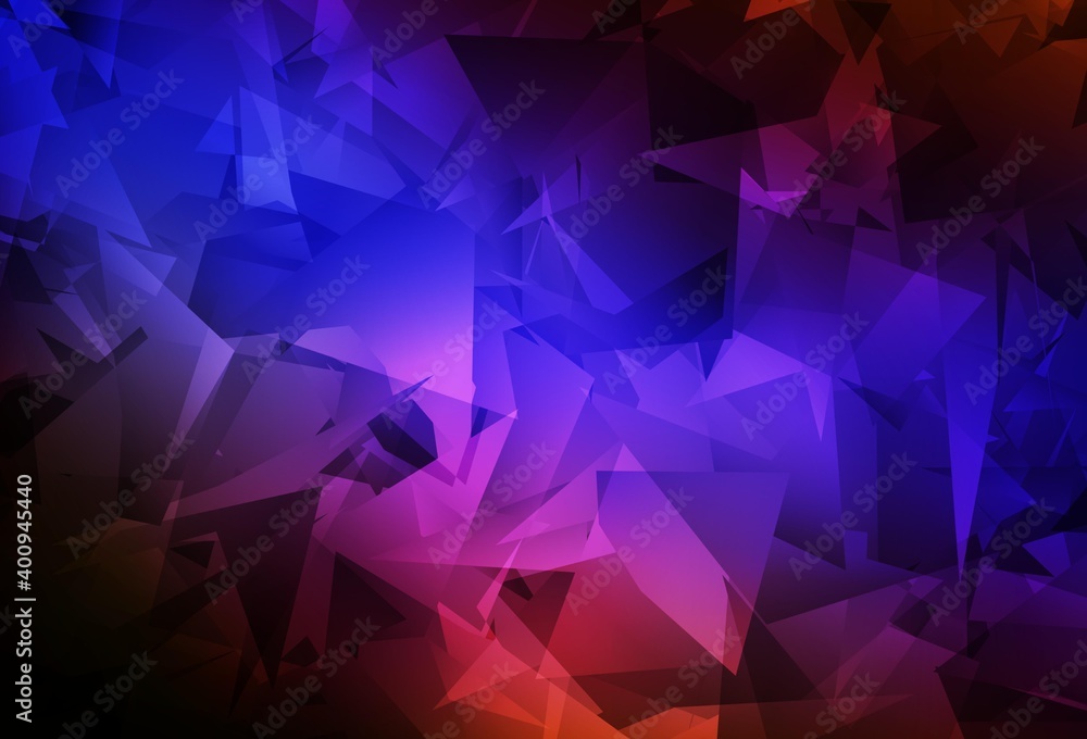 Dark Blue, Red vector gradient triangles template.