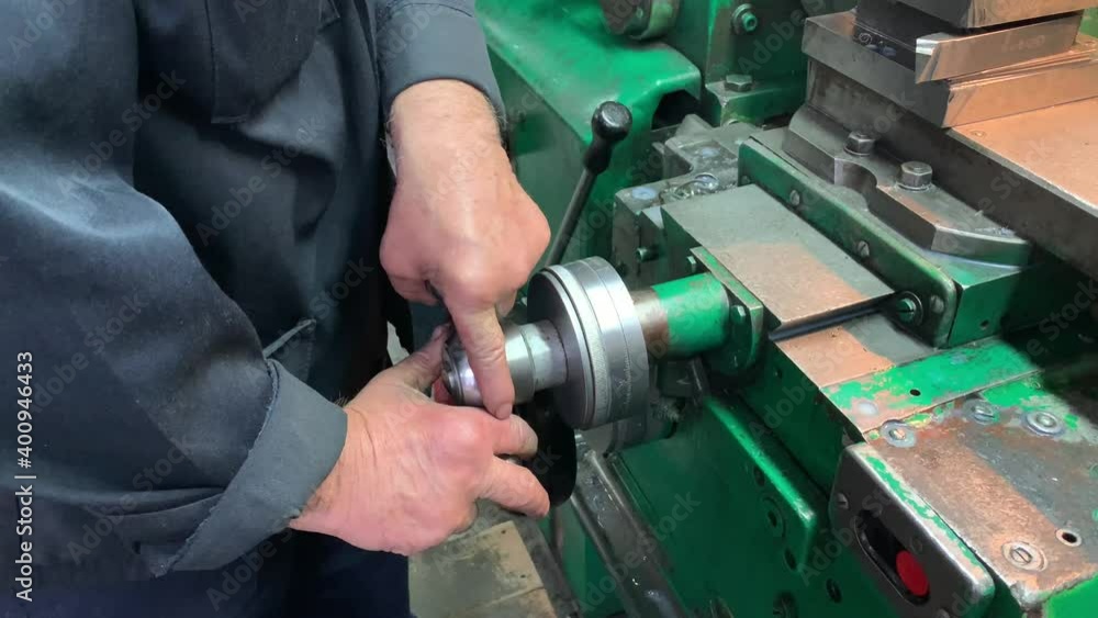 Working lathe very close up at the factory Working lathe very close up at the factory