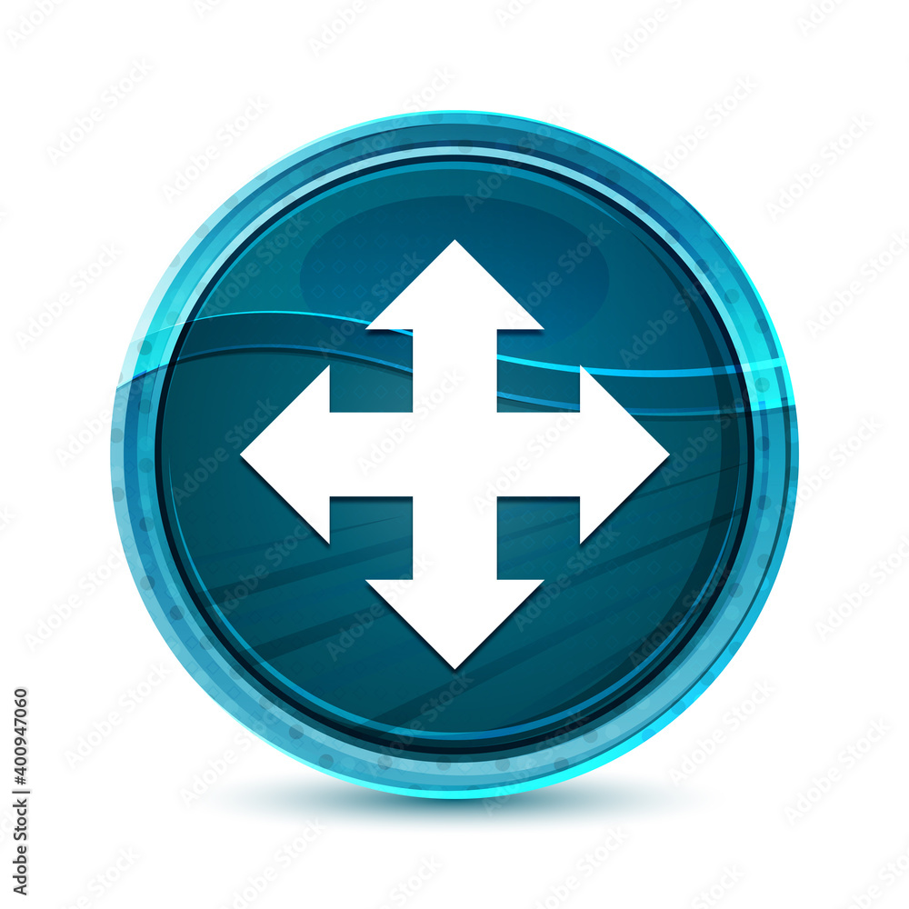 Move icon elegant glass blue round button vector design illustration Move icon elegant glass blue round button vector design illustration
