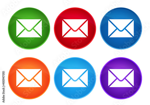 Email icon super round button set glass design