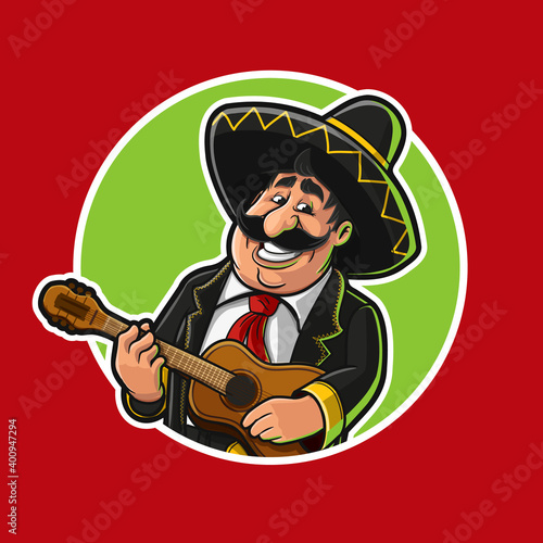 mexican with guitar logo with circle