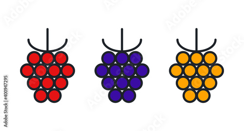 Raspberry, blackberry, cloudberry icon. Linear color icon, contour, shape, outline. Thin line. Modern minimalistic design. Vector set of berries