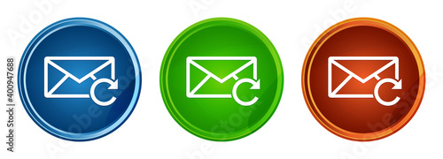 Refresh email icon stylish round button set glass design