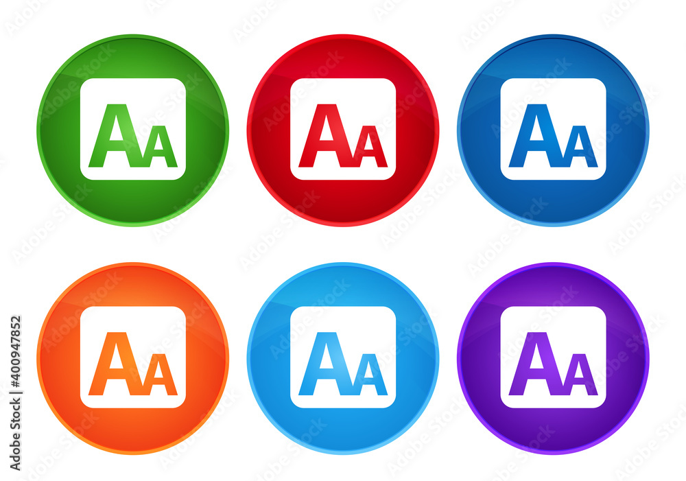 Font size box icon super round button set glass design Font size box icon super round button set glass design
